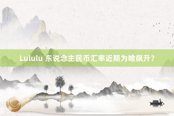 Lululu 东说念主民币汇率近期为啥飙升？