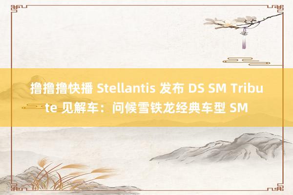 撸撸撸快播 Stellantis 发布 DS SM Tribute 见解车：问候雪铁龙经典车型 SM