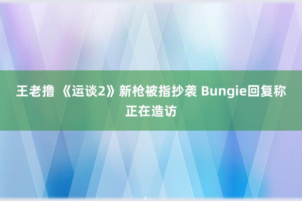 王老撸 《运谈2》新枪被指抄袭 Bungie回复称正在造访