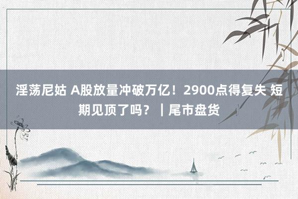 淫荡尼姑 A股放量冲破万亿！2900点得复失 短期见顶了吗？｜尾市盘货