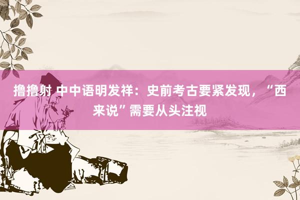 撸撸射 中中语明发祥：史前考古要紧发现，“西来说”需要从头注视