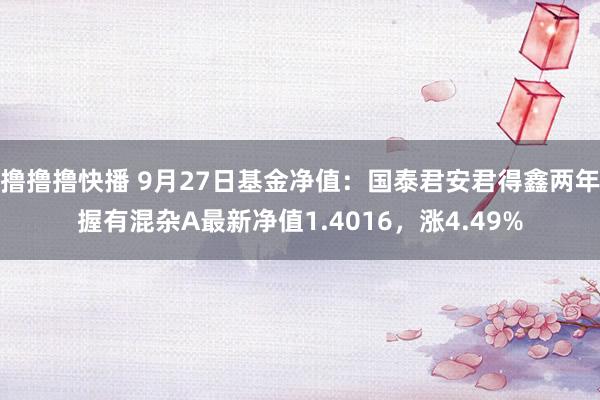 撸撸撸快播 9月27日基金净值：国泰君安君得鑫两年握有混杂A最新净值1.4016，涨4.49%