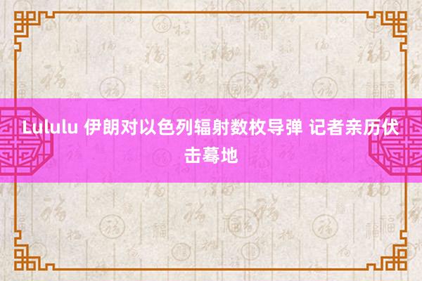 Lululu 伊朗对以色列辐射数枚导弹 记者亲历伏击蓦地