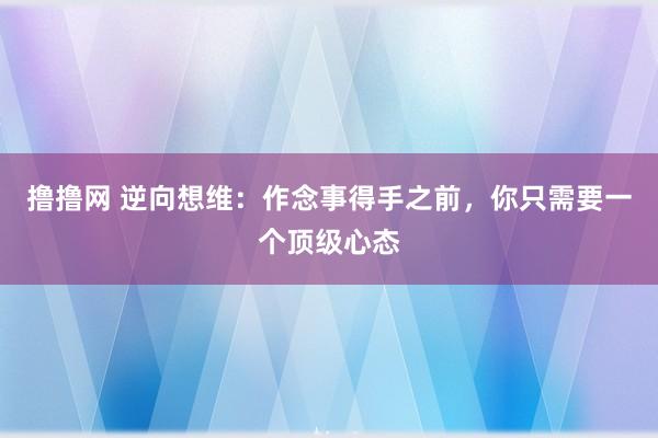 撸撸网 逆向想维：作念事得手之前，你只需要一个顶级心态