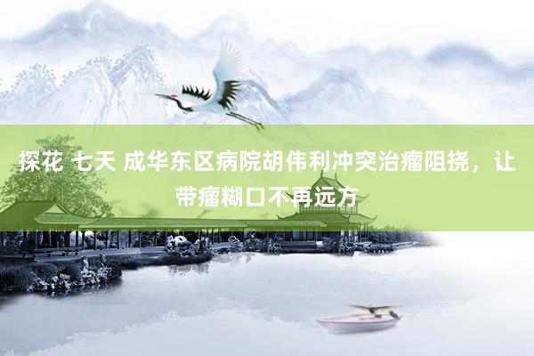 探花 七天 成华东区病院胡伟利冲突治瘤阻挠，让带瘤糊口不再远方