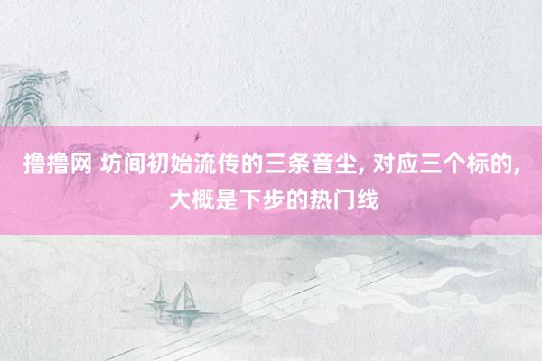 撸撸网 坊间初始流传的三条音尘， 对应三个标的， 大概是下步的热门线