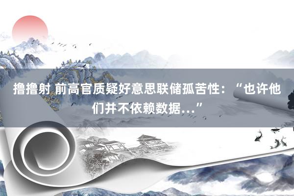 撸撸射 前高官质疑好意思联储孤苦性：“也许他们并不依赖数据…”