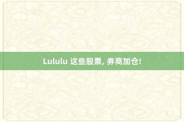 Lululu 这些股票， 券商加仓!