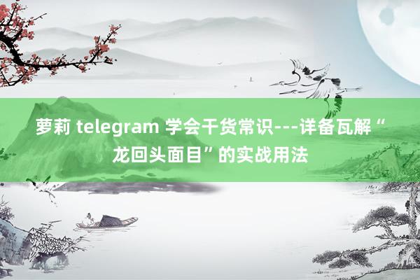 萝莉 telegram 学会干货常识---详备瓦解“龙回头面目”的实战用法