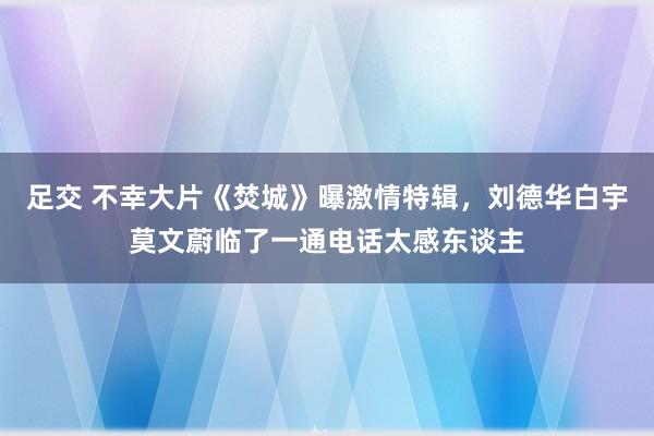 足交 不幸大片《焚城》曝激情特辑，刘德华白宇莫文蔚临了一通电话太感东谈主