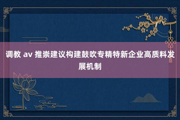 调教 av 推崇建议构建鼓吹专精特新企业高质料发展机制