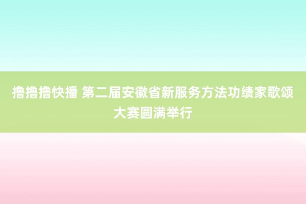 撸撸撸快播 第二届安徽省新服务方法功绩家歌颂大赛圆满举行