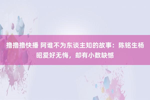 撸撸撸快播 阿谁不为东谈主知的故事：陈铭生杨昭爱好无悔，却有小数缺憾