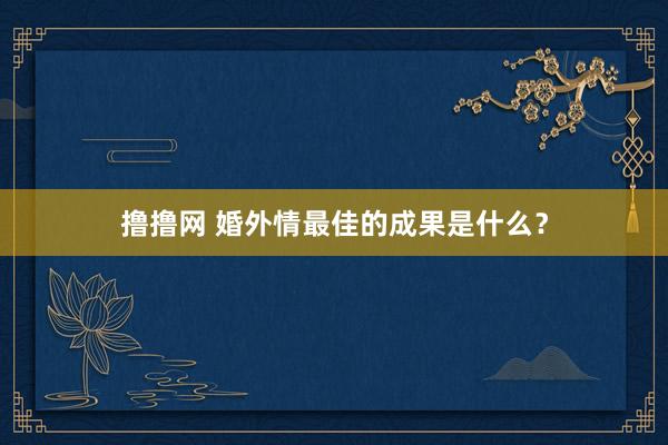 撸撸网 婚外情最佳的成果是什么？