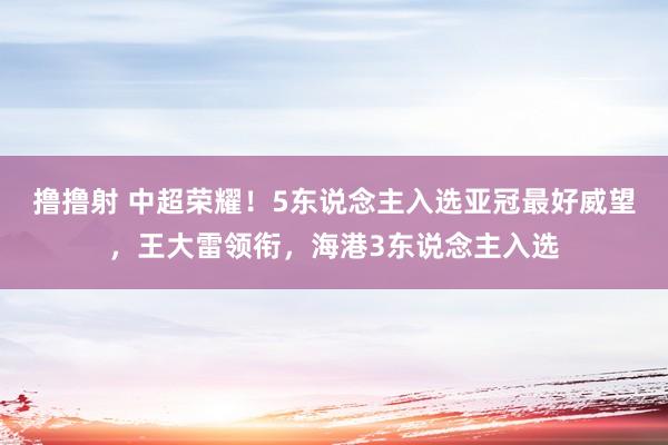 撸撸射 中超荣耀！5东说念主入选亚冠最好威望，王大雷领衔，海港3东说念主入选