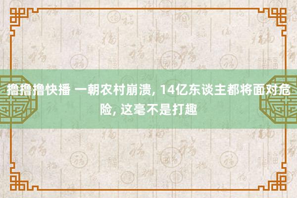 撸撸撸快播 一朝农村崩溃， 14亿东谈主都将面对危险， 这毫不是打趣