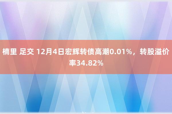 楠里 足交 12月4日宏辉转债高潮0.01%，转股溢价率34.82%