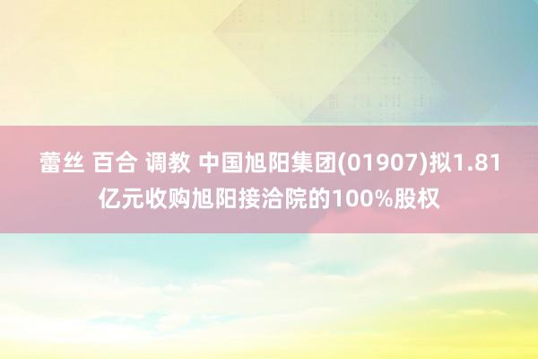 蕾丝 百合 调教 中国旭阳集团(01907)拟1.81亿元收购旭阳接洽院的100%股权