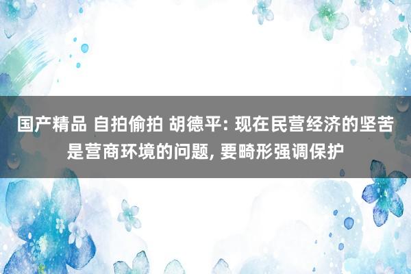 国产精品 自拍偷拍 胡德平: 现在民营经济的坚苦是营商环境的问题， 要畸形强调保护