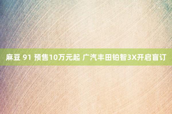 麻豆 91 预售10万元起 广汽丰田铂智3X开启盲订