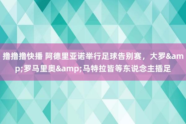 撸撸撸快播 阿德里亚诺举行足球告别赛，大罗&罗马里奥&马特拉皆等东说念主插足