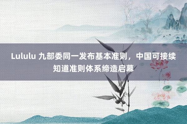 Lululu 九部委同一发布基本准则，中国可接续知道准则体系缔造启幕