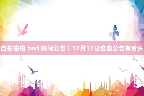 自拍偷拍 bad 晚间公告丨12月17日这些公告有看头