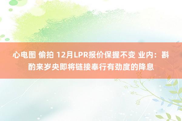 心电图 偷拍 12月LPR报价保握不变 业内：斟酌来岁央即将链接奉行有劲度的降息