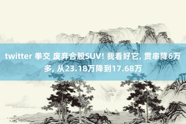 twitter 拳交 废弃合股SUV! 我看好它， 贯串降6万多， 从23.18万降到17.68万