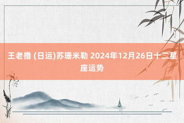 王老撸 (日运)苏珊米勒 2024年12月26日十二星座运势