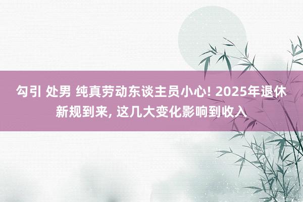 勾引 处男 纯真劳动东谈主员小心! 2025年退休新规到来， 这几大变化影响到收入