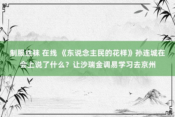 制服丝袜 在线 《东说念主民的花样》孙连城在会上说了什么？让沙瑞金调易学习去京州