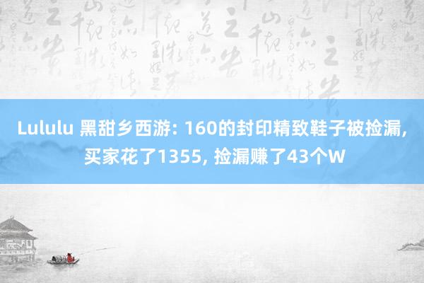 Lululu 黑甜乡西游: 160的封印精致鞋子被捡漏， 买家花了1355， 捡漏赚了43个W