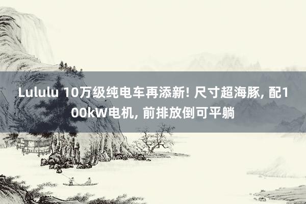 Lululu 10万级纯电车再添新! 尺寸超海豚， 配100kW电机， 前排放倒可平躺