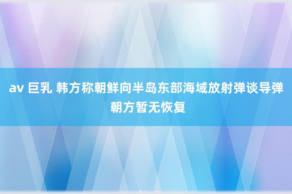 av 巨乳 韩方称朝鲜向半岛东部海域放射弹谈导弹 朝方暂无恢复