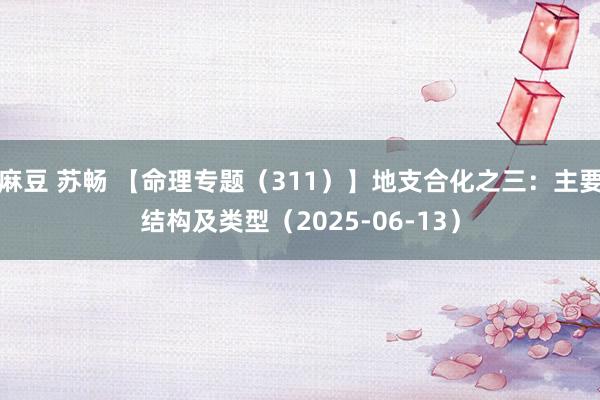 麻豆 苏畅 【命理专题（311）】地支合化之三：主要结构及类型（2025-06-13）